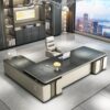 HOLGVE Luxury Executive Boss Office Desk with L Shaped Side Cabinet