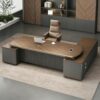 HOLGVE Luxury Executive Boss Office Desk with L Shaped Side Return Cabinet