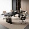 HOLGVE Minimalist Solid Wood Executive Desk Gradient Smoke Acrylic Legs