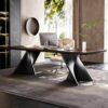 HOLGVE Modern Luxury X-Shaped Twisted Fan Leg Executive Office Desk