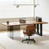 HOLGVE Modern Solid Wood Executive Desk, Large Computer Workstation