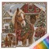 Holiday Festival Cross Stitch Kit 11CT Stamped Cotton (Country Horse)