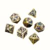 Hollow Metal RPG Dice Set, 7Pcs Polyhedral Dice with Rounded Edges