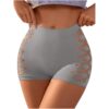 Hollow Out Seamless Boyshort Boxer Panties（Gray S