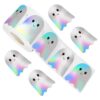 Holographic Ghost Sticker Pack, Waterproof Halloween Decor, Laptop Decal