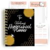 Homeschool Planner Undated for Moms - 180 Daily Pages + 12 Monthly Calendars | 8.5x11 Gold Spiral Bound | Attendance, Reading Log, Grade Tracker