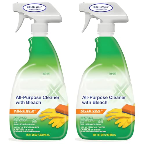 home stuff 32 oz All Purpose Cleaner with Bleach Multi Surface Cleaning Spray Removes Dirt Grease Grime Stains Household Kitchen Bathroom Cleaner Fresh Clean Formula (Pack of 2)