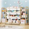 HOMETUK Kids Toy Storage Organizer with Bookshelf, 6 Shelf 9 Bins 2 Drawers