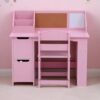 Homhougo Kids Desk and Chair Set, Small Wooden Study Table with Storage Hutch & Bookshelf