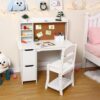 Homhougo Kids Desk and Chair Set with Bookshelf & Bulletin Board
