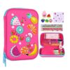 homicozy Pencil Case for Girls,Cute Fruit Stationary Set for Kids,3D EVA School Large Capacity Pencil Pen Box with Compartment,School Supplies for Girls,Back to School Gifts for Kids,Rose Red