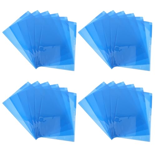 Homoyoyo 24pcs L-Shaped Plastic File Folder with Sturdy Edge Protection and Waterproof Material, Blue Document Protector for A4 Papers, Corner-Lock Design for Office and Study Organization