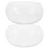 HOMSFOU 2pcs Round Glass Hydroponic Plant Container with High Transparency and Safe for Small Fish, 20cm Wide Mouth Terrarium Planter Suitable for Home and Office Decor