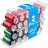 Homtell 2 Pack Stackable Soda Can Organizer with Lids, Refrigerator Organizers and Storage, Clear Organizers for Pantry, Freezer, Kitchen – Holds 12 Cans Each