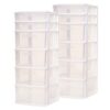 HOMZ 2-Pack Drawer Tower, 6-Tier Clear Plastic Storage Organizer Cart, White Frame - Heavy-Duty Organizing Drawers for Home, Bedroom, and Closet Organization