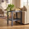 Honey-Can-Do 2-Tier Plastic Storage Shelf, Freestanding, Grey