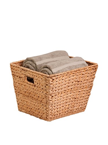 Honey-Can-Do Natural Water Hyacinth Tall Storage Basket with Built-In Handles, 15.75 x 14.5 x 12 in, Handwoven Eco-Friendly Bin