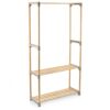 Honey-Can-Do Wood Garment Rack with 2 Shelves, Freestanding, Natural
