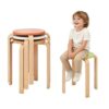 HONEY JOY 4 Pack Stackable Stool w/Wood Frame & Anti-Slip Felt Pad