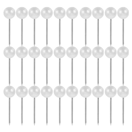 HONMEET 500pcs Multipurpose Ball Push Pins Round Plastic Heads and Stainless Steel Points, Secure Attachment Decorative Map Pins for Sewing and Paper Crafts, Easy Operation White Map