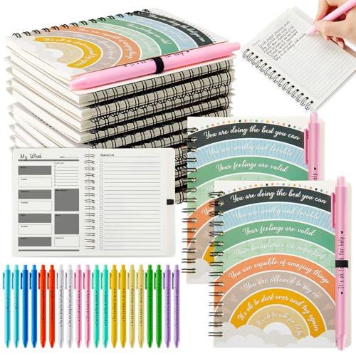 Honoson 40 Pcs Back to School Bulk Gifts for Teachers, 20 Sets of Inspirational Notebooks and Pens Set First Day of School Gift for Teacher Appreciation Gifts Bulk Student Classmate Classroom Prizes