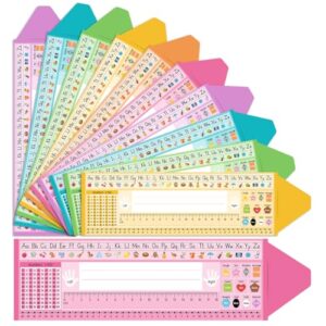 Honoson 40 Pcs Colorful Crayon Desk Name Plates for Classroom Back to School Student Desk Name Tags with Alphabet Number Line Ruler Nameplates Labels for Office First Day of School Teacher Supplies