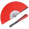 HONSHEN 2 Pack Large Folding Hand Fan, red Chinese Kung Fu Tai Chi Fan Nylon-Cloth Fan for Men and Women Performance, Dance, Decorations, Festival, Gift (Folding Fan red 2p)