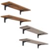 HOOBRO Floating Shelves for Wall, Rustic Brown and Greige Bundle, 15.7" Wall Mounted Shelves Set of 2 BF42BJP201G1-BG42BJP201G1