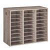 HOOBRO Literature Organizer, 27 Compartments Wooden Mail Organizer, Countertop Literature Sorter with Adjustable Shelves for Home, Office, School, Student Mailbox for Classroom, Greige BG27WF01