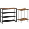HOOBRO Shoe Rack and End Table Bundle, 4 Tier Shoe Storage Organizer with 3 Oxford Fabric Shelves and Nightstand with 2-Layer Storage Shelves BF47XJ01G1-BF09BZ01