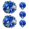 Hooshing 5PCS Blue and Silver Cheerleading Pom Poms and Hair Ties Pompoms