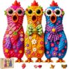 Hopelucr Wooden Puzzles for Adults, Floral Chickens Jigsaw Puzzles for Adults 300 Pieces, Unique Animal Shaped Wood Puzzles, Fun Challenging Puzzle Gift for Friends Family Game Home Decor 14.9x14.4 in