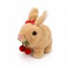 Hopping Bunny Toy, Hopping Rabbit Interactive Rabbit Toys for Kids Age 3+ Toddler Girls Boys, Walking Bunny Stuffed Animals with Ear Mouth Twitch Sound Cherry Bow, Gift for Birthday Easter Christmas