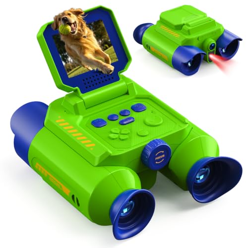 Horseight Binoculars for Kids with Camera, Digital Night Vision STEM Toy, HD Photo & Video, Rechargeable Kids Binoculars with 10X Optical Zoom, Outdoor Adventure Gift for Boys Girls Ages 4-12, 7
