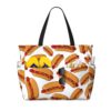 Hotdog Fun Food Hot Dog Large Beach Tote Bag For Women With Zipper & Wet Pocket, Lightweight Foldable Gym Tote For Travel, Grocery, Swim, Sports