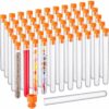Hoteam 100 Pack Plastic Test Tubes with Caps, 25ml/6" Clear Tubes Vials, Sample Tube for Plant Tube Propagation, Bead, Candy, Party DIY Gifts, Crafts & Scientific Experiments (150 x 16 mm,Orange Lid)
