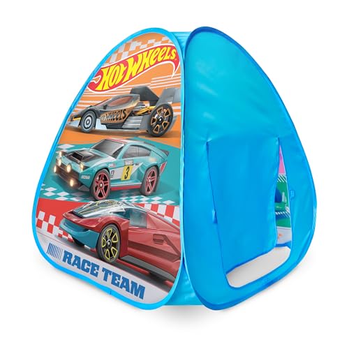Hot Wheels™ Speed Zone Pop Up Play Tent for Kids – Triangle Indoor Playhouse with Peek Through Window – Easy Setup, Folds Flat for Storage – Safe Design for Toddlers & Kids