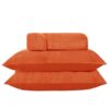 Houieso Penguin Velvet Fitted Sheet, 15" Deep Pocket Design, One Brown Fitted Sheet, Two 20 * 30” Pillowcases, 3-Piece Set (Tangerine, Full)