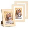 HOUSE DAY Wood 5x7 Picture Frame Set of 3, Tempered Glass, White Oak