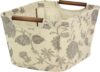 Household Essentials Small Tapered Storage Bin with Wood Handles, Black Floral (Pack of 6)