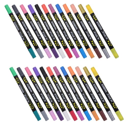 Housoutil 12pcs Dual Tip Dual Color round Art Markers for School Use