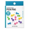 HOVEQUE Push Pins, Colorful Plastic Head, Steel Point, 100 Count