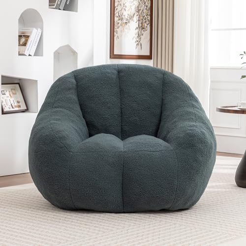 HOWEYI Bean Bag Chair with Filler, Bean Bag Sofa with Tufted Soft Stuffed Filling, Fluffy and Lazy Sofa, Comfy Cozy BeanBag Chairs with Memory Foam for Dorm, Apartment, Living Room,Green