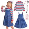 Hqroidd Girls Creepy Doll Dress Costume 100cm Blue