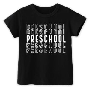 hrcfbk Repeating Preschool Toddler Baby Boys Girls Back to School Shirt First Day of Preschool T-Shirt (Black Repeating Preschool,5-6T)