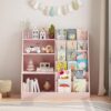 HRVEOCEI Multifunctional 4 Tier Wooden Bookshelf for Nursery