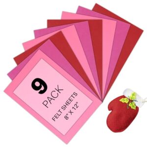 HTVRONT Felt Sheets for Crafts - 9 Pcs 8x12 Red Pink Stiff Felt