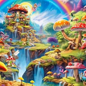 HUADADA 1000 Piece Puzzles for Adults - Colourful Mushrooms- Jigsaw Puzzles for Adults 1000 Piece Educational Games Colorful Puzzles for Home Decoration