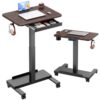 HUANUO 28" Mobile Standing Desk with Drawer and Charging Station