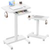HUANUO 28" Mobile Standing Desk with Drawer and Charging Station